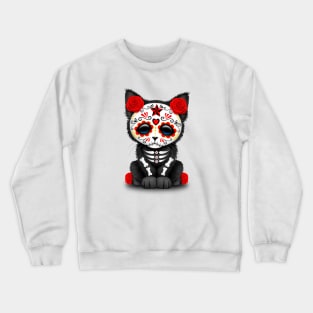 Cute Red Day of the Dead Kitten Cat Crewneck Sweatshirt